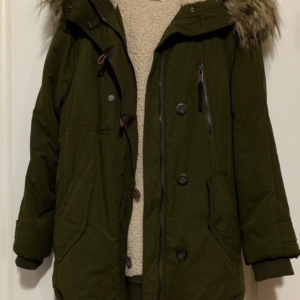 Zara Faux Fur hood jacket. Size M
